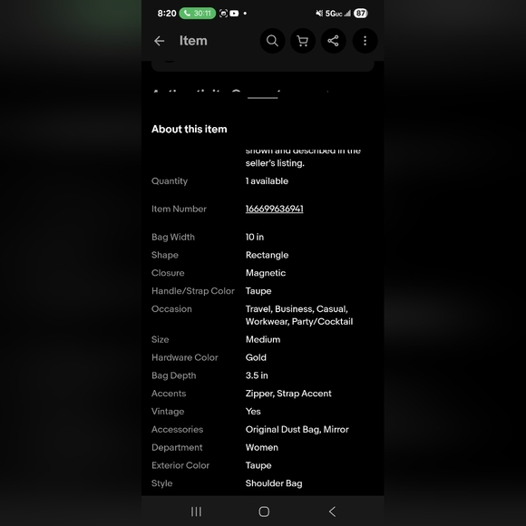 Bottega Veneta Taupe Intrecciato Leather Shoulder Handbag - Picture 16 of 16